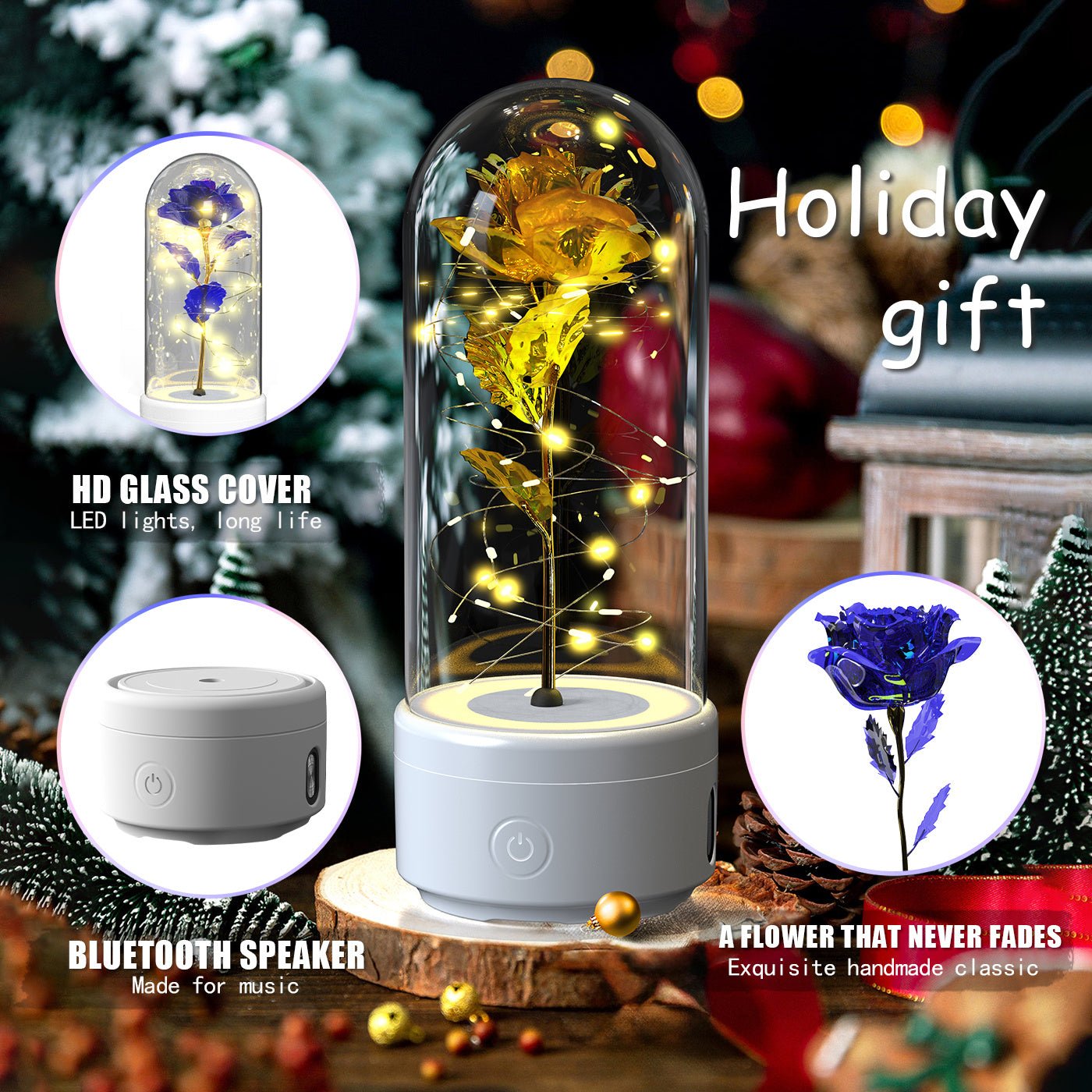 Romantic Rose Flowers LED Light & Bluetooth Speaker | Valentine's Day Gifts - Lumina Light