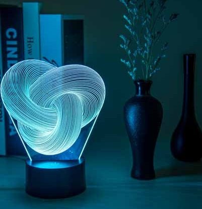 3D Night Light - Twist Abstract LED Lamp | Acrylic Lighting Co. - Lumina Light