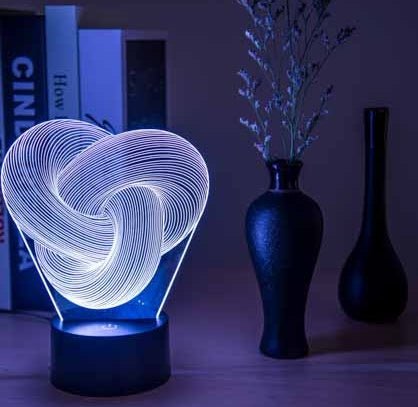 3D Night Light - Twist Abstract LED Lamp | Acrylic Lighting Co. - Lumina Light