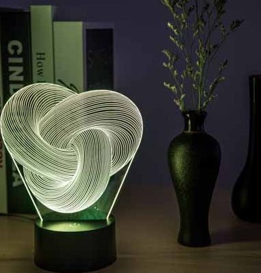 3D Night Light - Twist Abstract LED Lamp | Acrylic Lighting Co. - Lumina Light