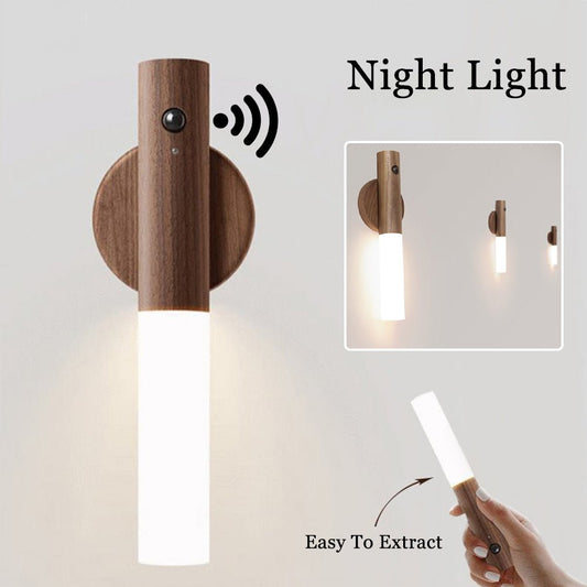 Auto LED USB Magnetic Wood Wireless Night Light - Corridors & Porch Lights with PIR Motion Sensor | BrightHome - Lumina Light