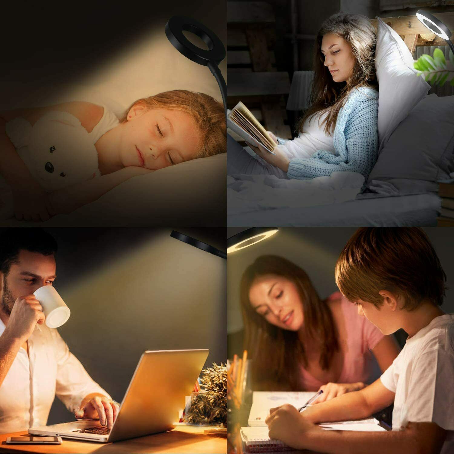 Clip On Desk Lamp - LED Flexible Arm USB Dimmable Study Light | Bright Idea Lamps - Lumina Light