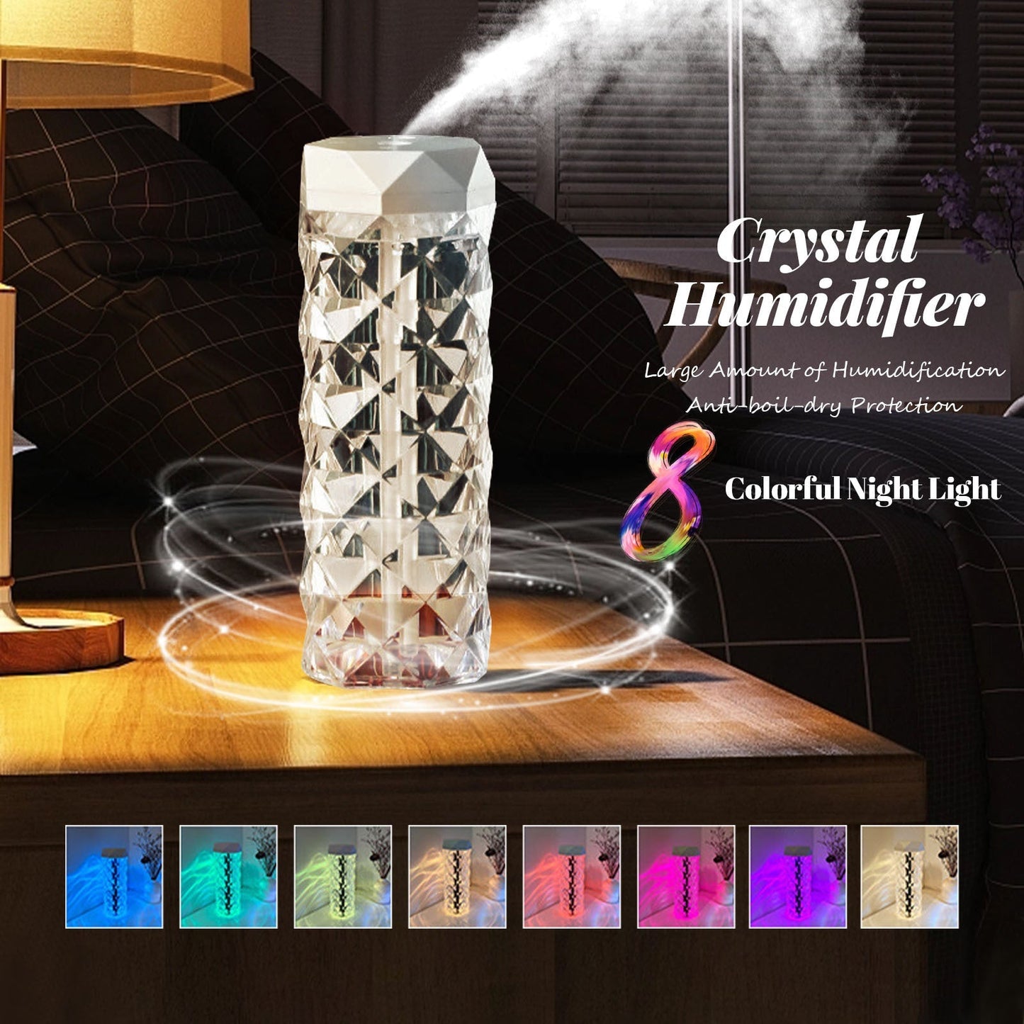 Crystal Lamp Air Humidifier - Color Night Light Touch Lamp | Home Decor Lights - Lumina Light