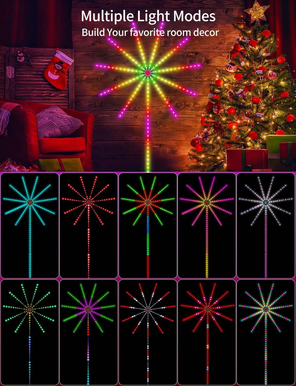 Firework Lights LED Strip - Music Sound Sync Color Changing Remote Control | Luminify Lights - Lumina Light