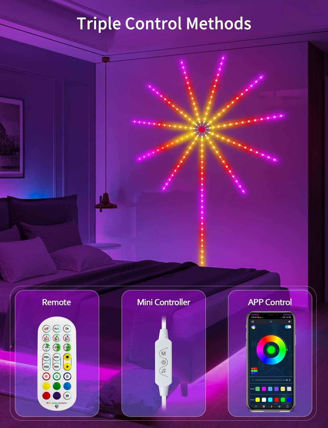 Firework Lights LED Strip - Music Sound Sync Color Changing Remote Control | Luminify Lights - Lumina Light