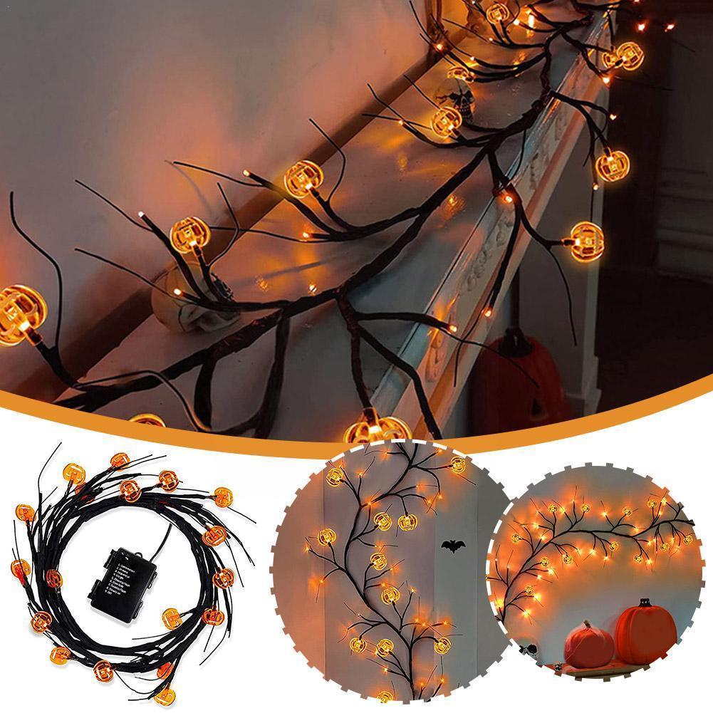 Halloween LED Willow Vine String Light - Cartoon Bat Pumpkin Decor | Brighten Up - Lumina Light