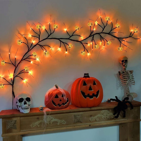 Halloween LED Willow Vine String Light - Cartoon Bat Pumpkin Decor | Brighten Up - Lumina Light