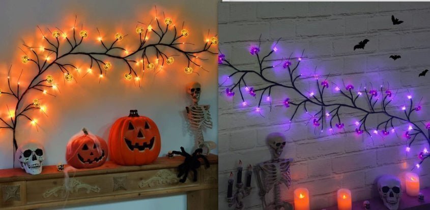 Halloween LED Willow Vine String Light - Cartoon Bat Pumpkin Decor | Brighten Up - Lumina Light